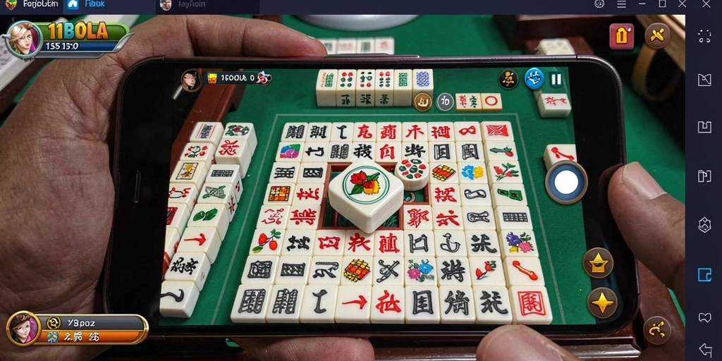 Screenshot gameplay menarik 11BOLA dengan ubin Mahjong berwarna-warni.