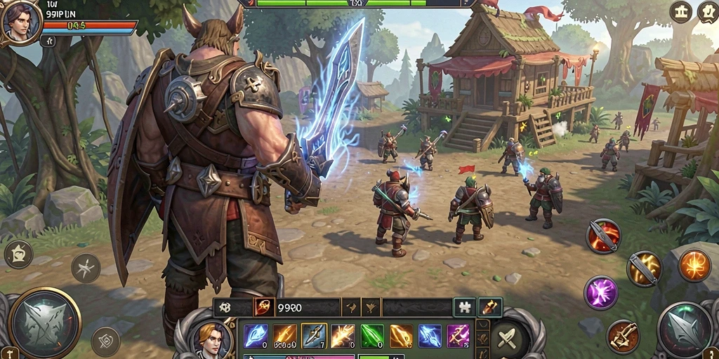 Tangkapan layar 99RP menampilkan aksi seru dalam gameplay MMORPG.