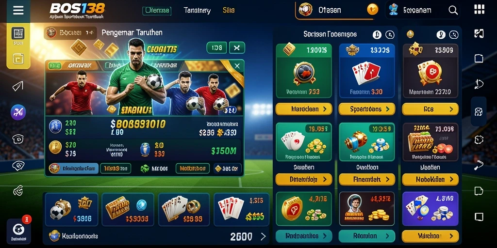 Tampilan screenshot utama BOS138 yang menggambarkan gameplay Sportsbook.