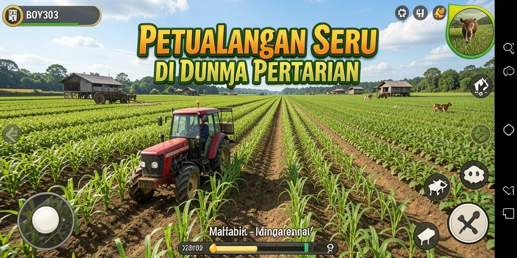 Tangkapan layar BOY303 menampilkan aktivitas bertani yang seru dan interaktif.