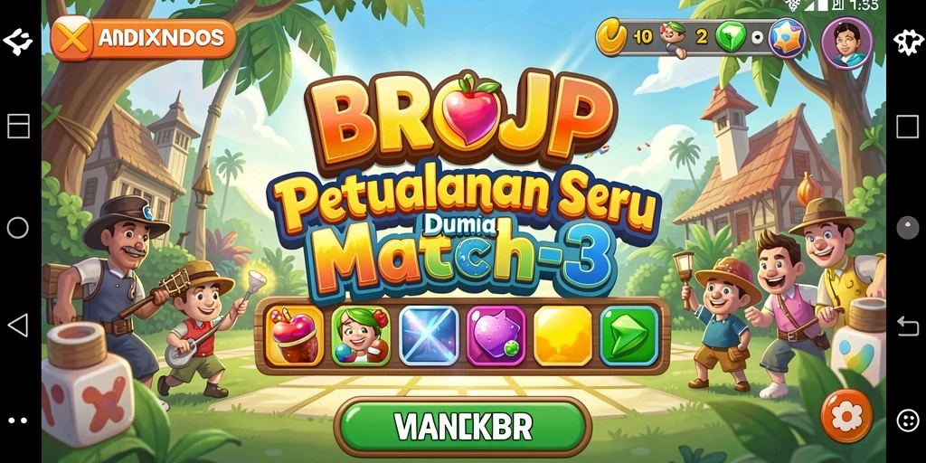 Tampilan gameplay BROJP yang penuh warna dan menyenangkan.