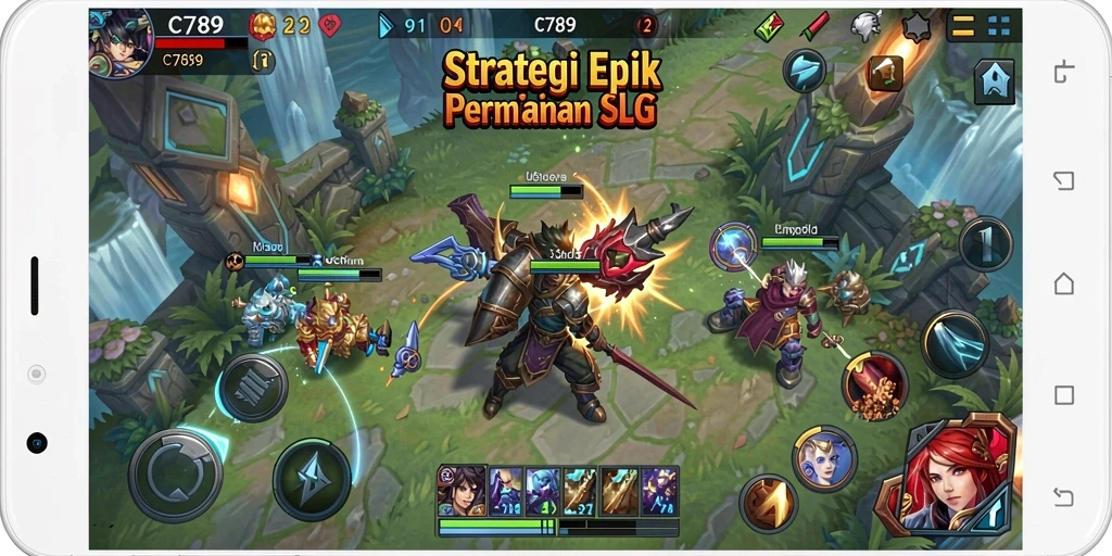 Tangkapan layar utama C789 menampilkan pertempuran epik dengan elemen strategi.