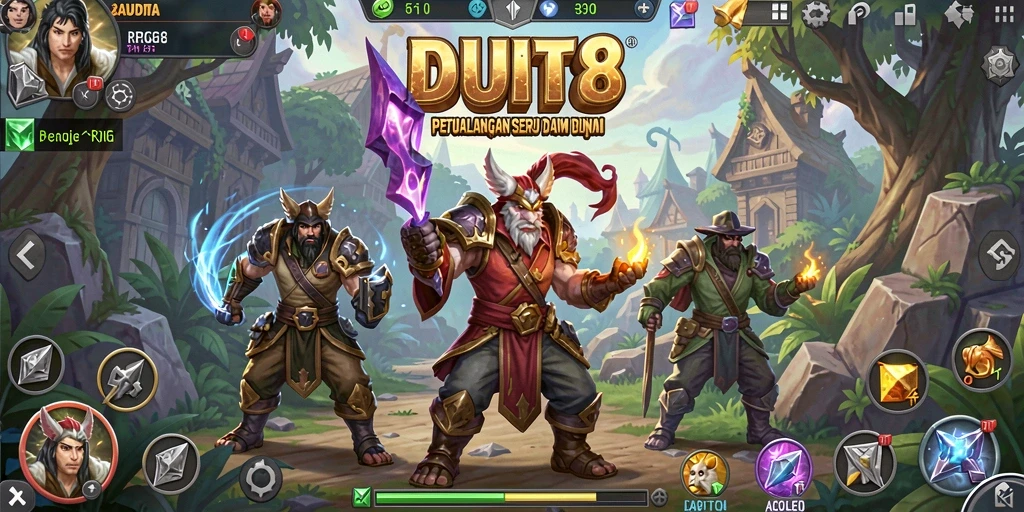 Tampilan gameplay yang memukau dari DUIT8, menunjukkan pertarungan epik.