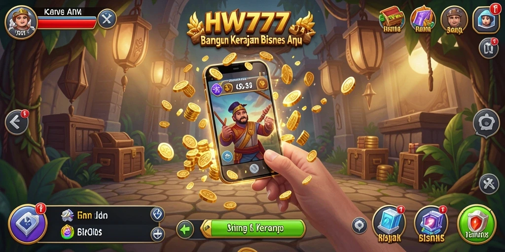 Tampilan gameplay HW777 yang menarik dan realistis dalam mengelola bisnis Tycoon.