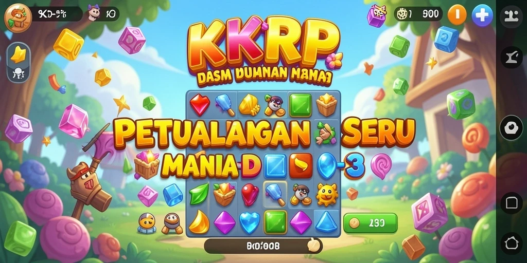 Screenshot KKRP menampilkan aksi mencocokkan buah-buahan berwarna-warni.