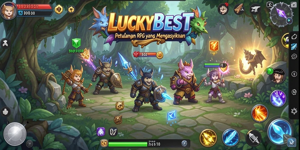 Tampilan gameplay RPG yang mendebarkan dalam LUCKYBEST.
