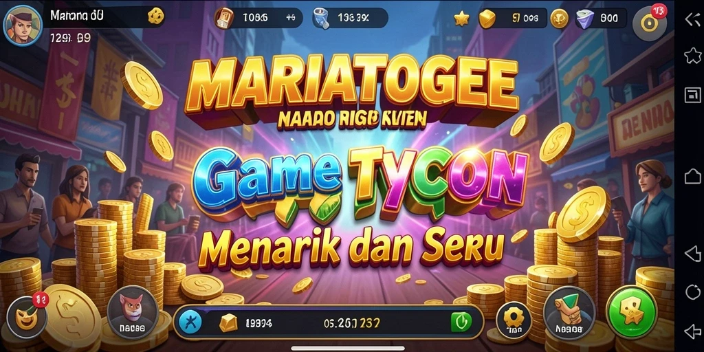 Tangkapan layar utama MARIATOGEL dengan gameplay Tycoon yang menarik.
