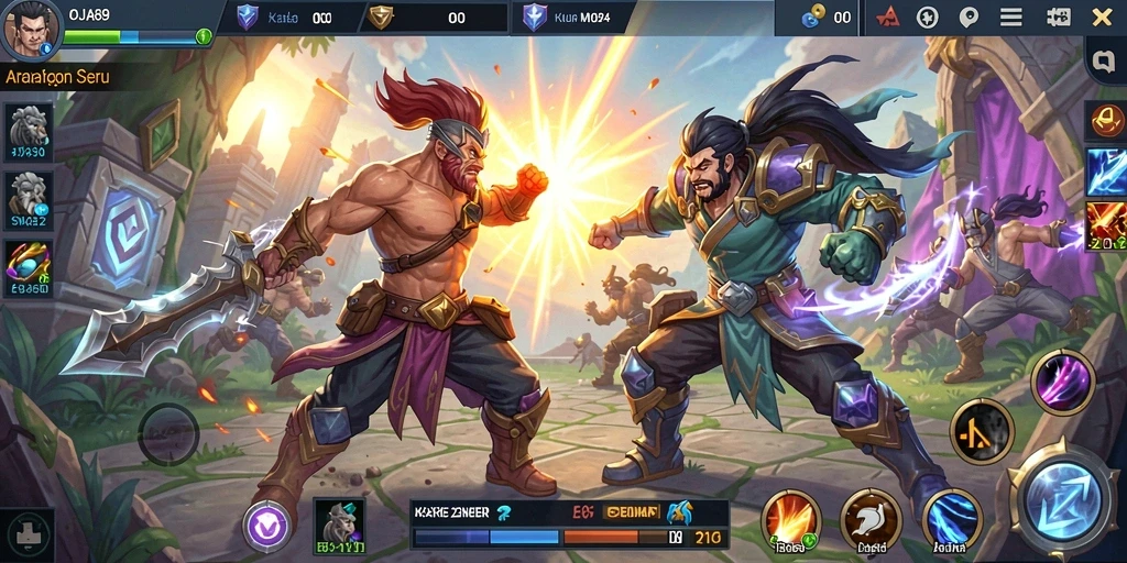 Gameplay OJA89 yang menegangkan dan interaktif di arena MOBA.