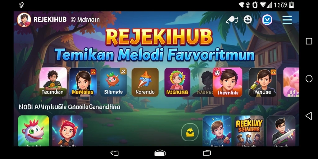Tampilan gameplay REJEKIHUB dengan berbagai pilihan lagu.