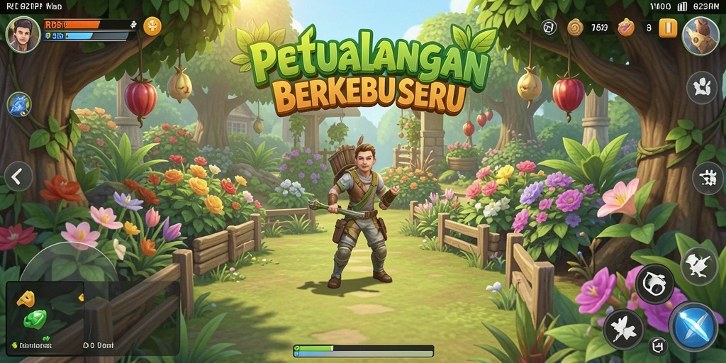 Tampilan gameplay RP62RP dengan ladang subur dan hewan ternak.