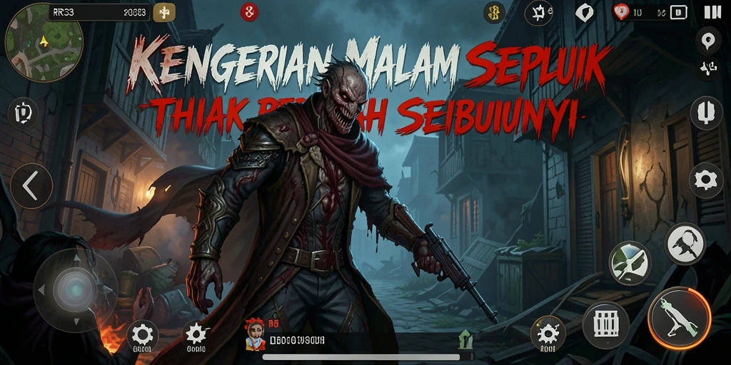 Tampilan gameplay menakutkan dengan suasana horror yang mendalam.