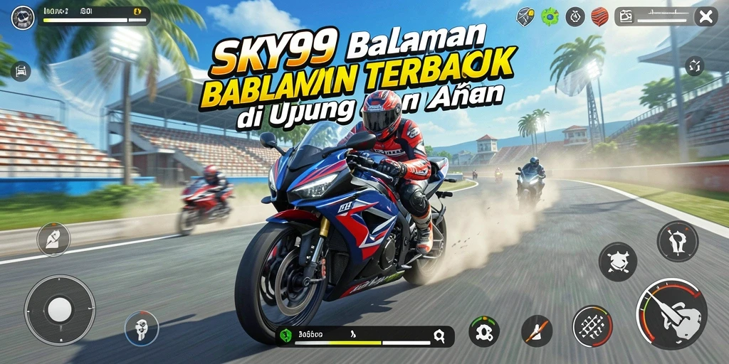 Screenshot SKY99 menampilkan aksi balapan motor yang intens dan mendebarkan.