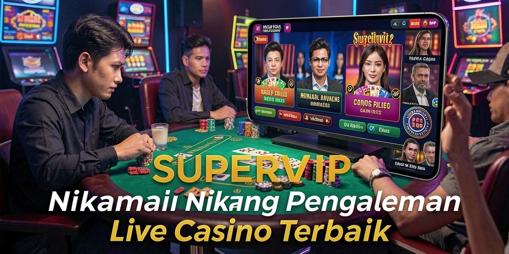 Screenshot utama SUPERVIP menampilkan dealer live dalam aksi permainan.