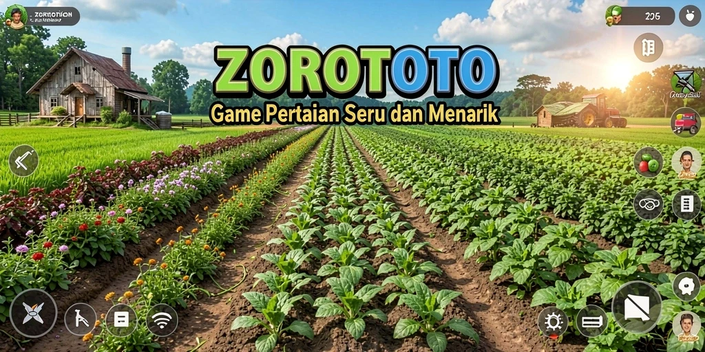 Tampilan screenshot ZOROTOTO menampilkan ladang pertanian yang hijau dan cerah.